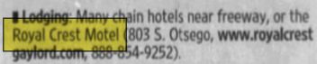 Gay-Sego Motel (Royal Crest Motel) - May 2009 Article